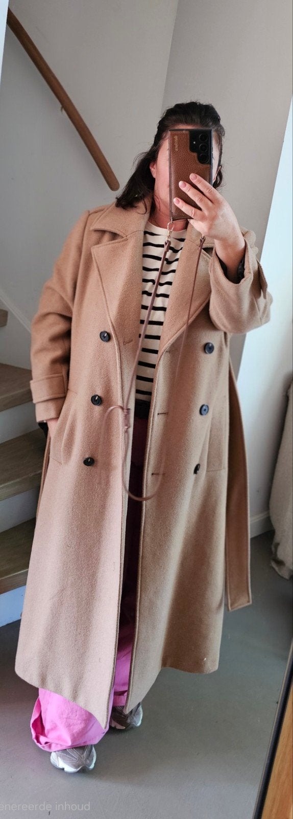 Modstrom wollen mix mantel - Maat M - Zo goed als nieuw, Kleding | Dames, Maat 38/40 (M), Beige, Ophalen of Verzenden, Zo goed als nieuw