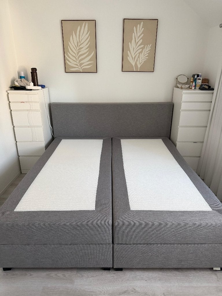 MioDormio Siena opbergboxspring 180x200 grijs, Ophalen, Tweepersoons, Zo goed als nieuw, 180 cm