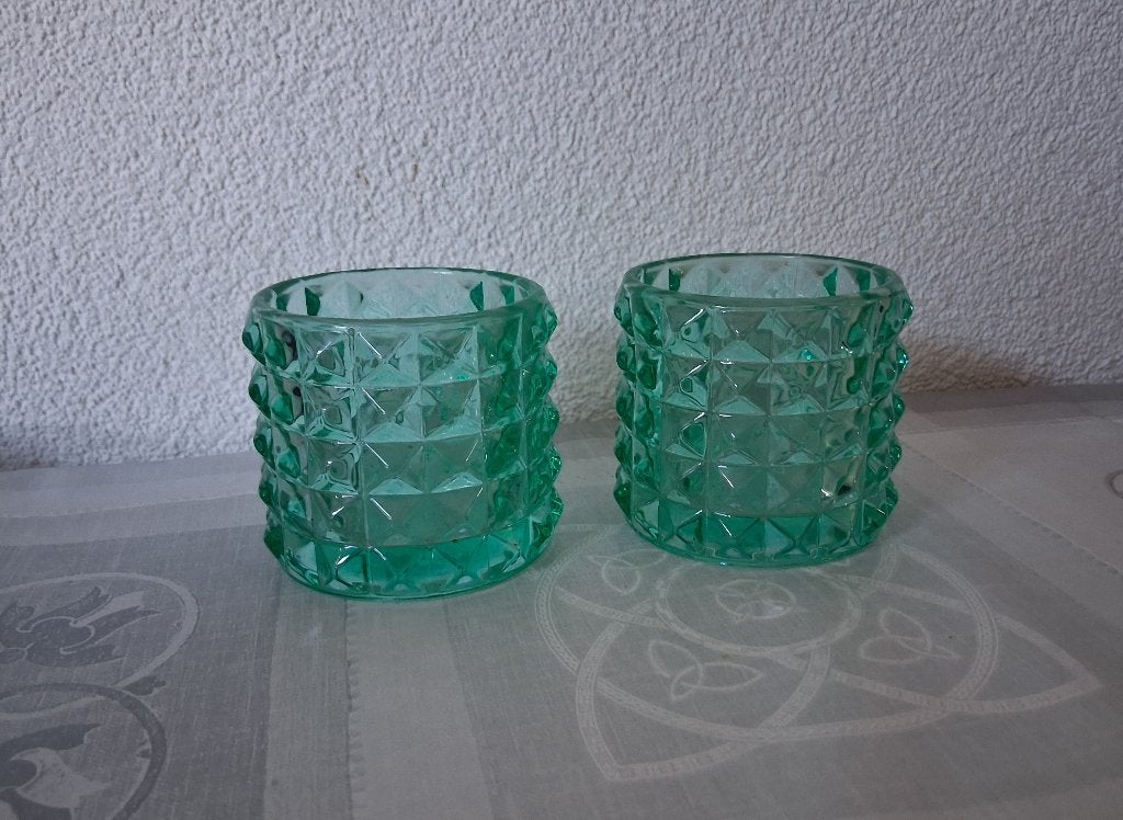 Waxinelichthouder groen (2 stuks), Huis en Inrichting, Woonaccessoires | Kandelaars en Kaarsen, Ophalen, Overige merken, Waxinelichthouder