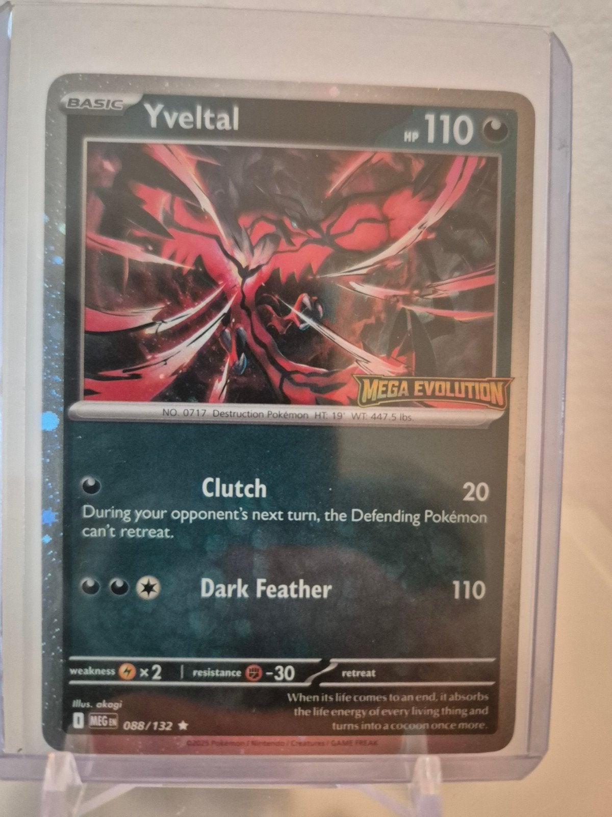 Pokémon Kaart Yveltal 088/132 MEGA EVOLUTION stamped., Ophalen of Verzenden, Zo goed als nieuw, Losse kaart