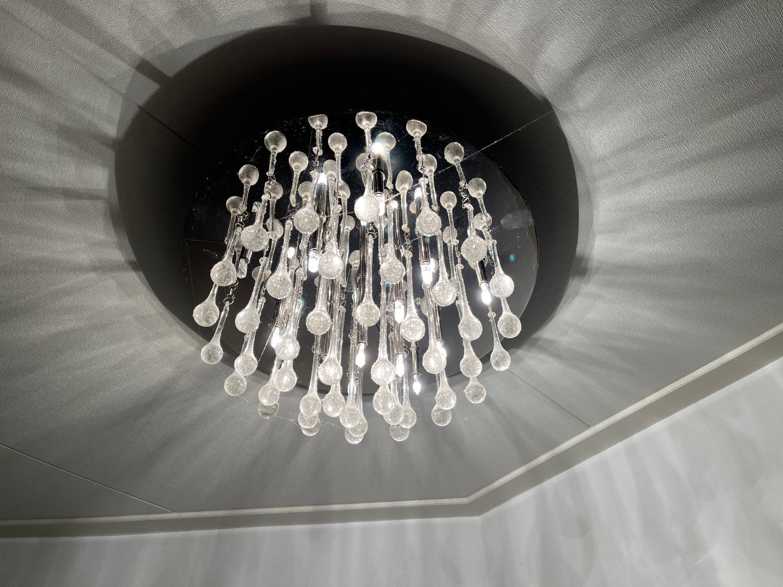 2x plafondlamp Niagara met glazen pegels, Ophalen, Zilver, Inclusief lichtbron, Design