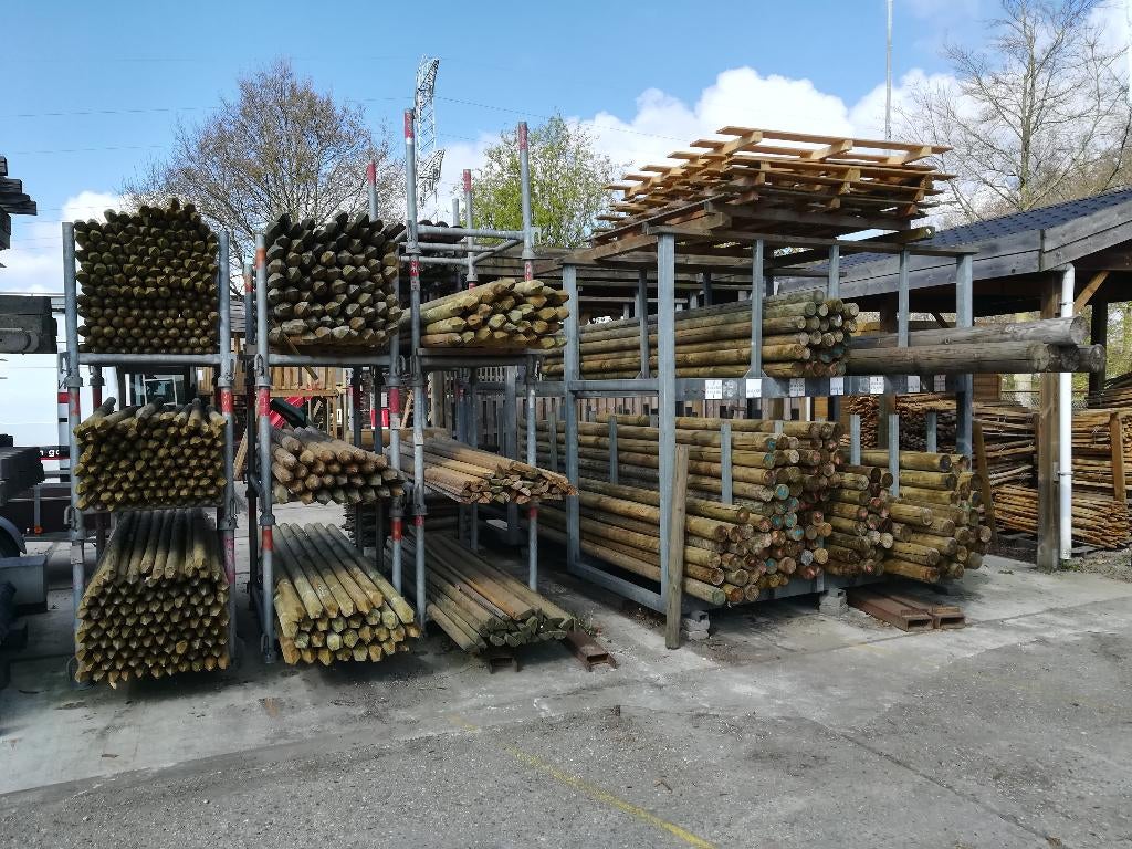Cilindrisch Gefreesd celfix palen, Tuin en Terras, Palen, Balken en Planken, Ophalen, Minder dan 180 cm, Palen