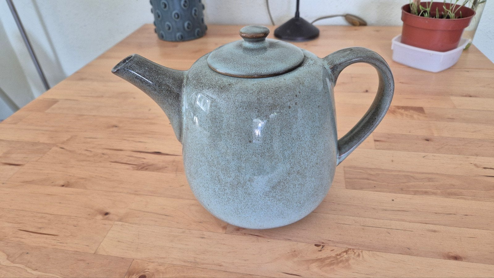 Blauw-groene theepot, 2 liter, Theepot/fluitketel, Gebruikt, Ophalen of Verzenden, Steen/keramiek