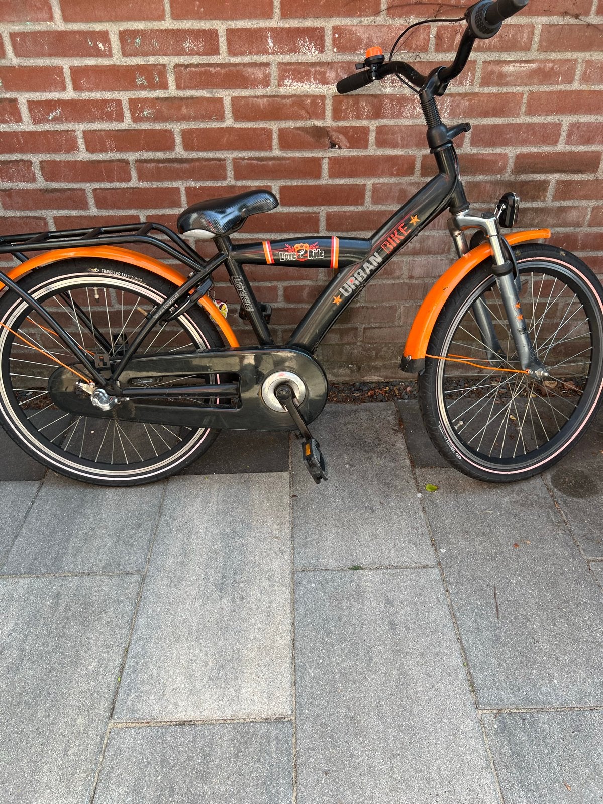 Urban Bike kinderfiets 20 inch, zwart/oranje, Ophalen, Gebruikt, Terugtraprem, 20 inch of meer