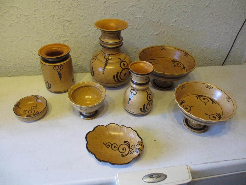 Verzameling oud Gouda Holland Flora keramiek decor Argos, Ophalen