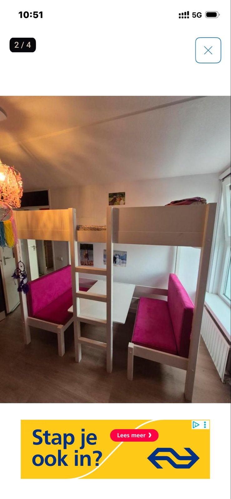 Hoogslaper met treinzit, Ophalen, Gebruikt, Eenpersoons, 200 cm