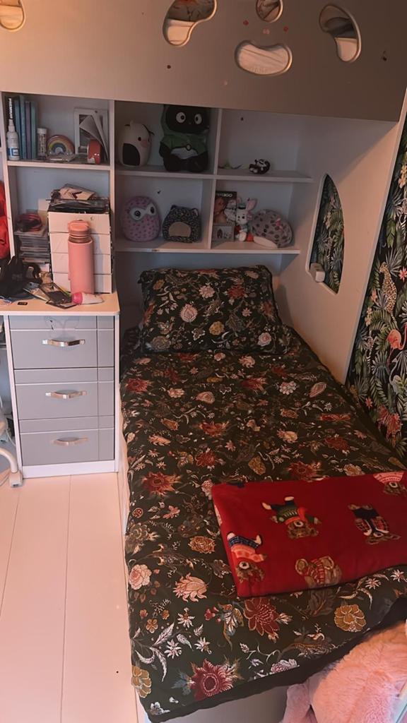 Stapelbed met bureau, Gebruikt, 100 tot 150 cm, Ophalen of Verzenden, Modern, functioneel, ruimtebesparend