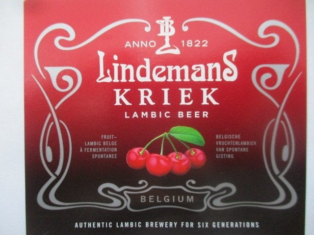 bieretiket Belgie 29-6 (A17) lindemans, Verzamelen, Ophalen of Verzenden, Gebruikt, Overige typen, Overige merken
