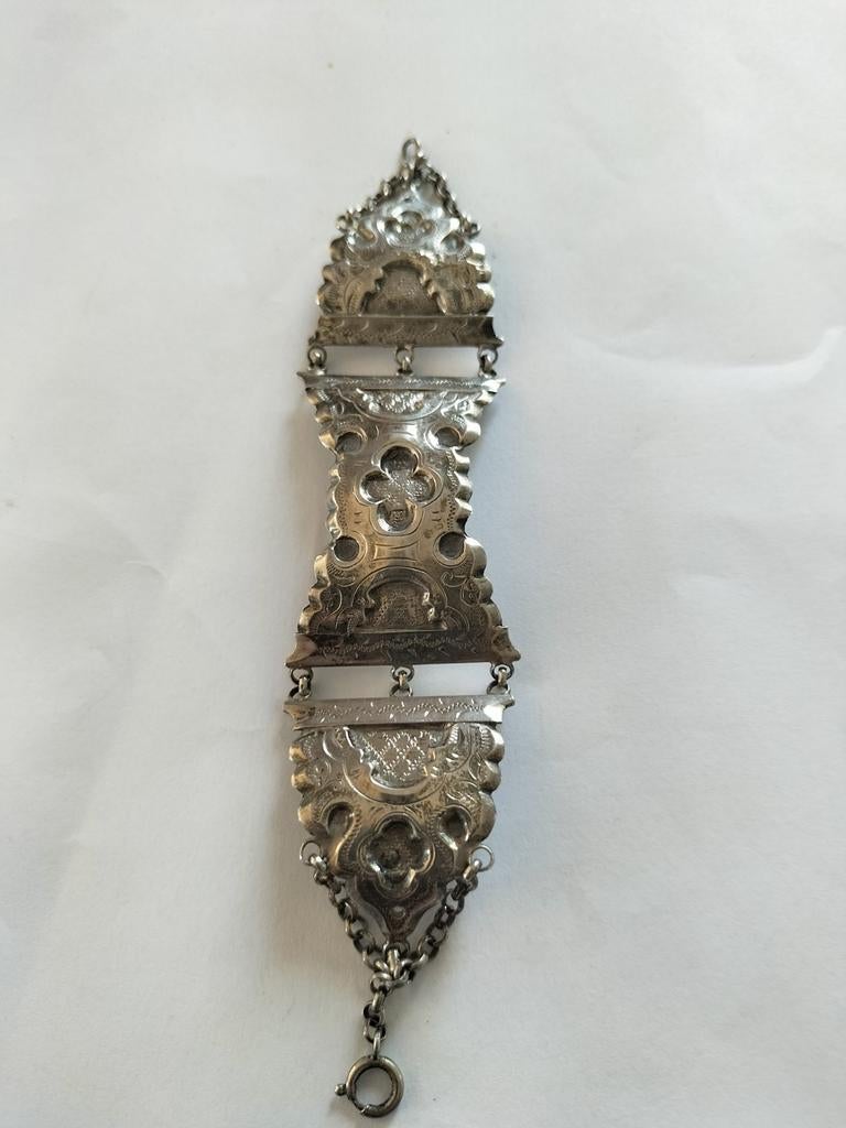 Prachtige antieke zilveren armband ., Ophalen of Verzenden, Zilver, Armband