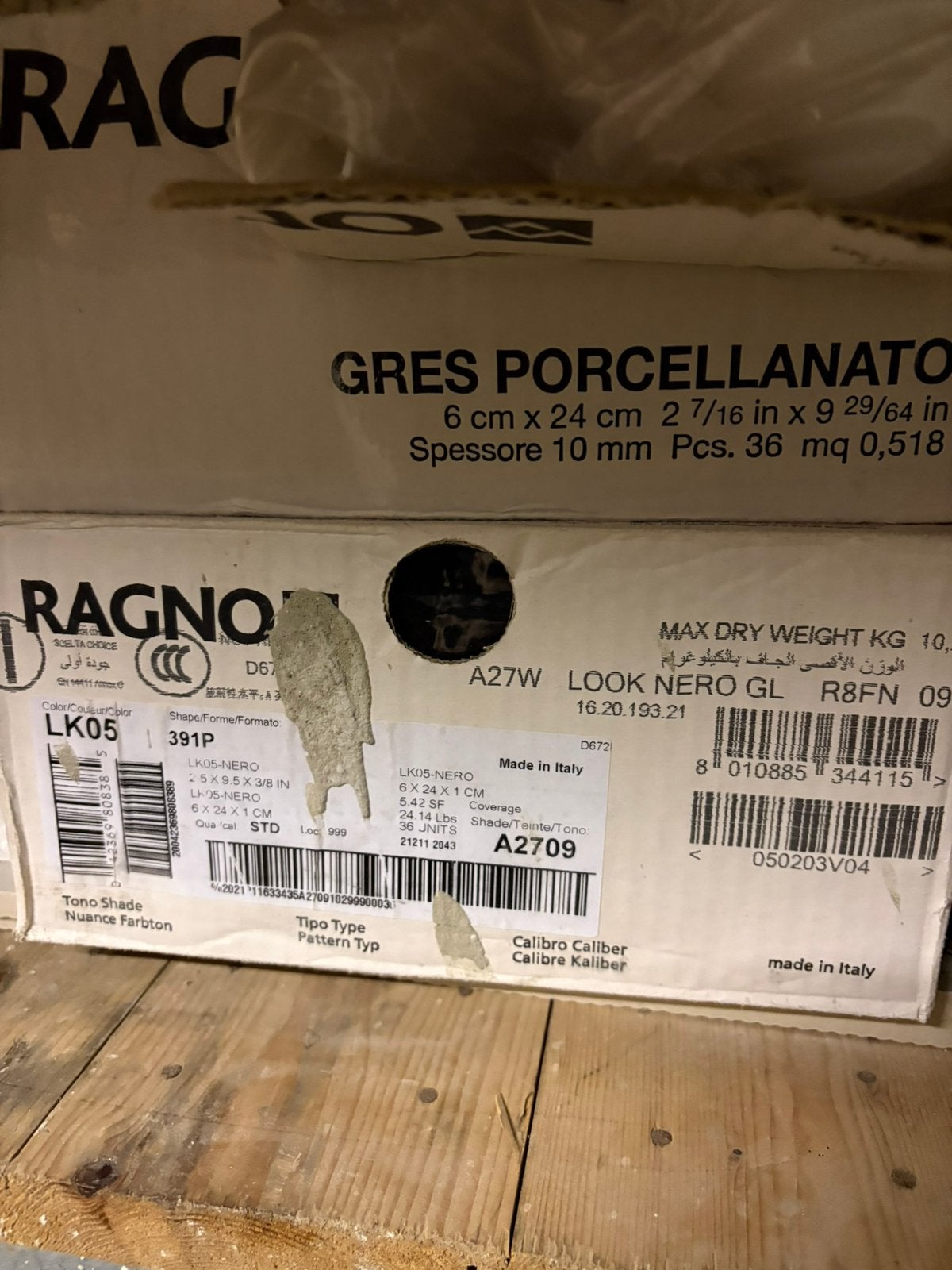 Nieuwe Ragno Gres Porcellanato Tegels - Zwart (6x24 cm), Ophalen, Keramiek, Nieuw, Minder dan 20 cm