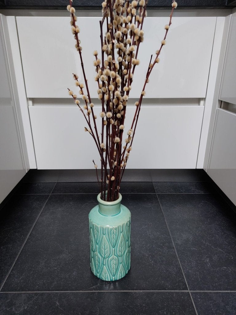 Vaas groen incl. takken, Steen/keramiek, Groen, Ophalen, 28 cm
