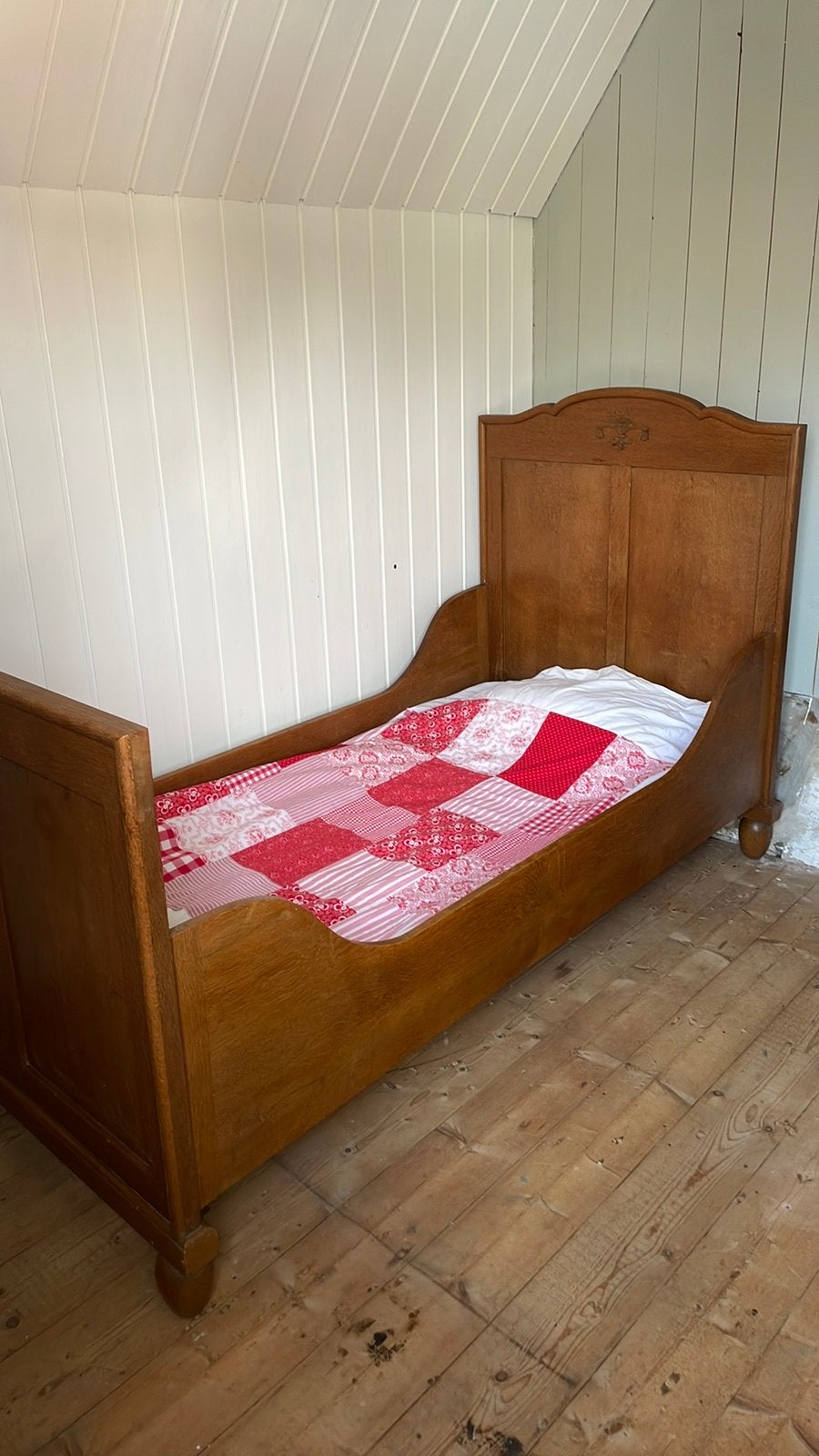 Bed, 1 persoons, eikenhout, antiek, Ophalen, Gebruikt, Eenpersoons, Onbekend