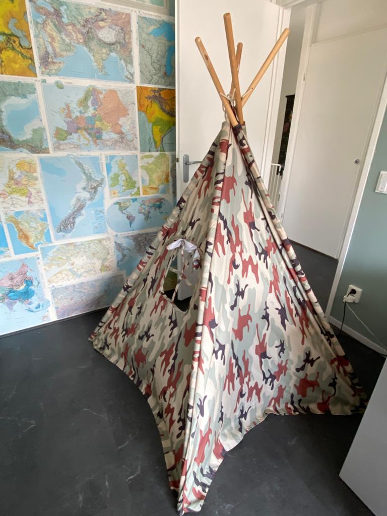 Tipitent, speeltent, camouflage, Ophalen, Zo goed als nieuw
