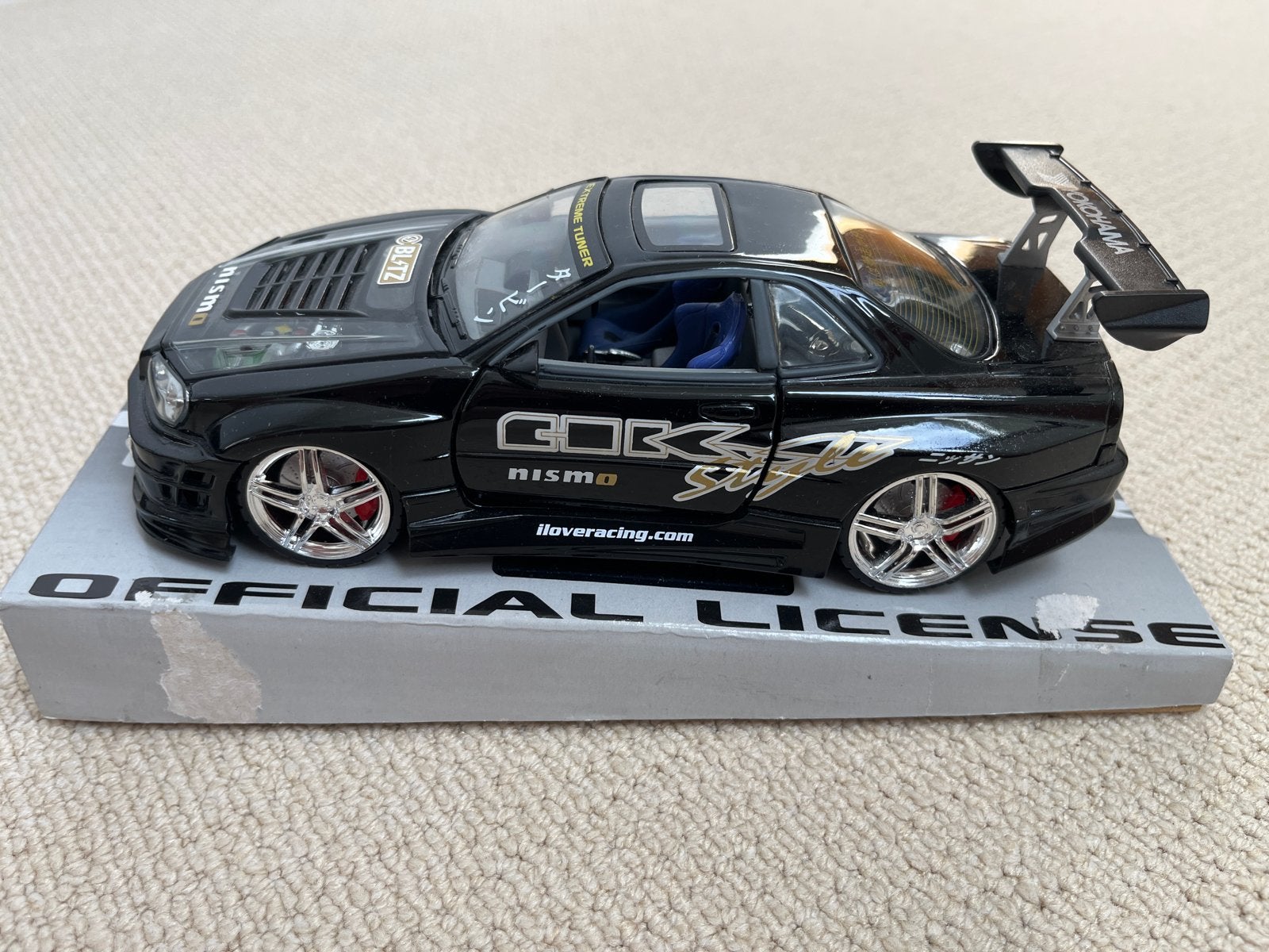 Nissan Skyline GT-R R34 modelauto - Zwart, Ophalen of Verzenden, Zo goed als nieuw, Auto