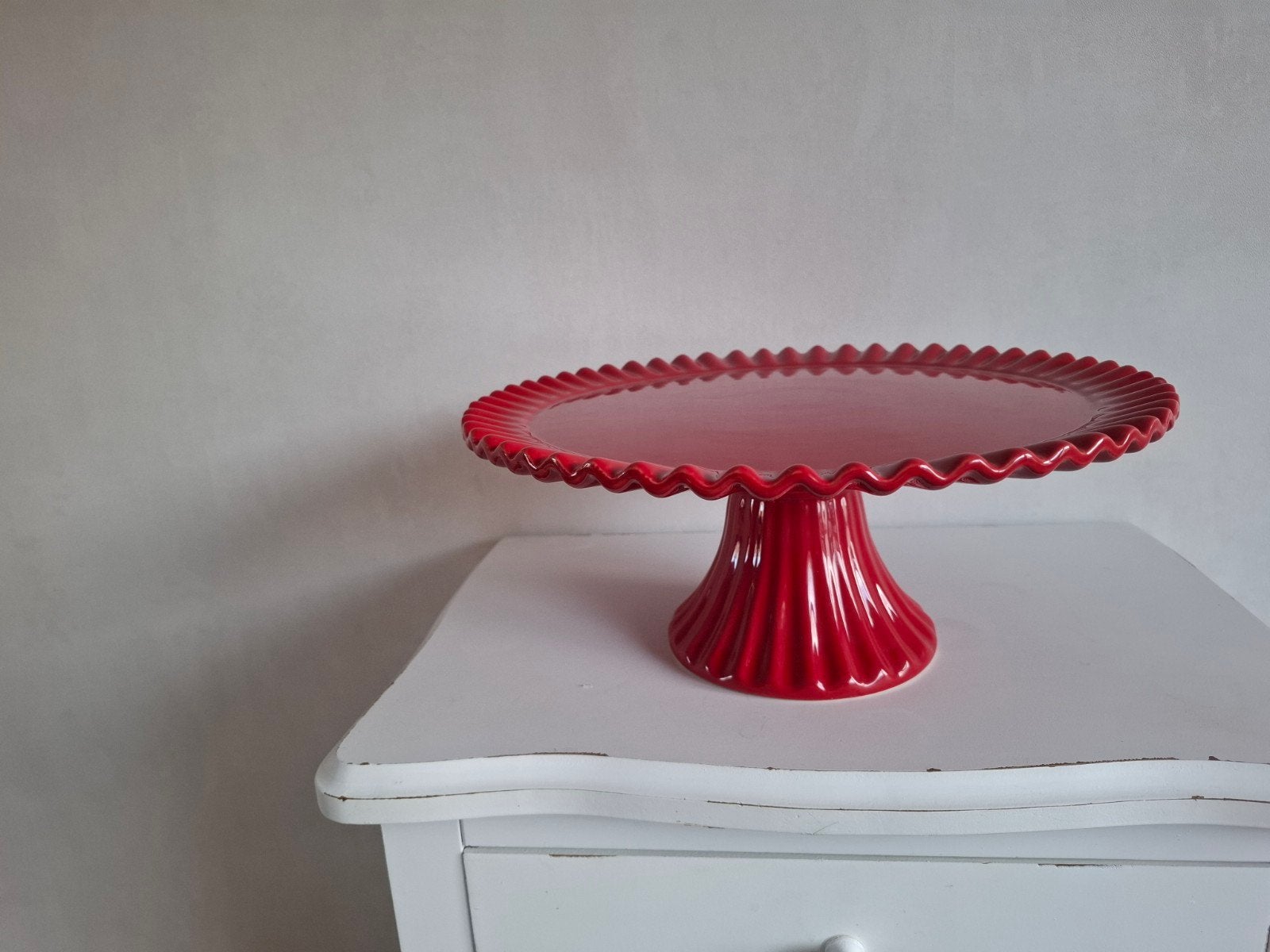 Greengate taartplateau rood aardewerk 32 cm, Ophalen