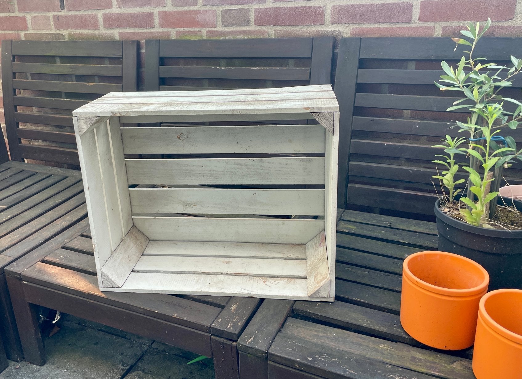 Mooi wit houten krat / kist, Ophalen, Zo goed als nieuw, 50 tot 100 cm, Minder dan 50 cm