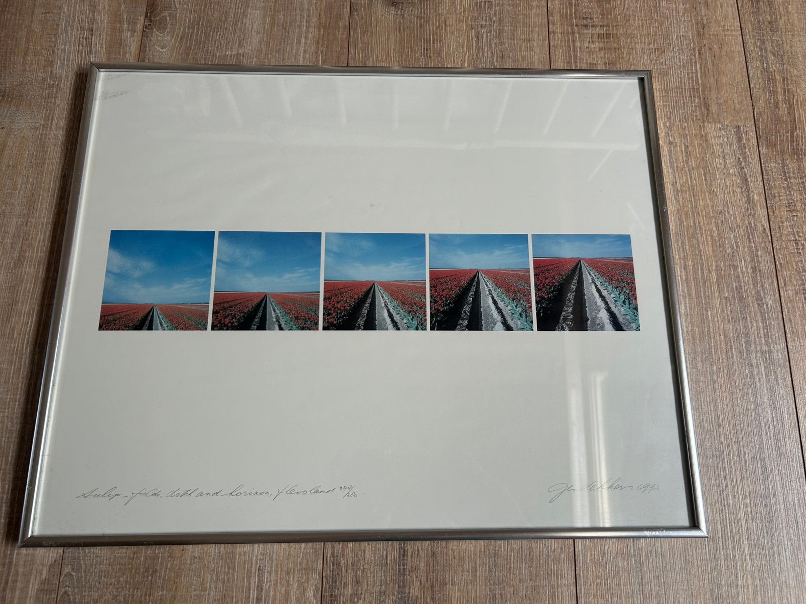 “Tulip-fields, ditch and horizon” (1993) - Ger Dekkers, Ophalen of Verzenden, Foto, Fotografie, Gesigneerd