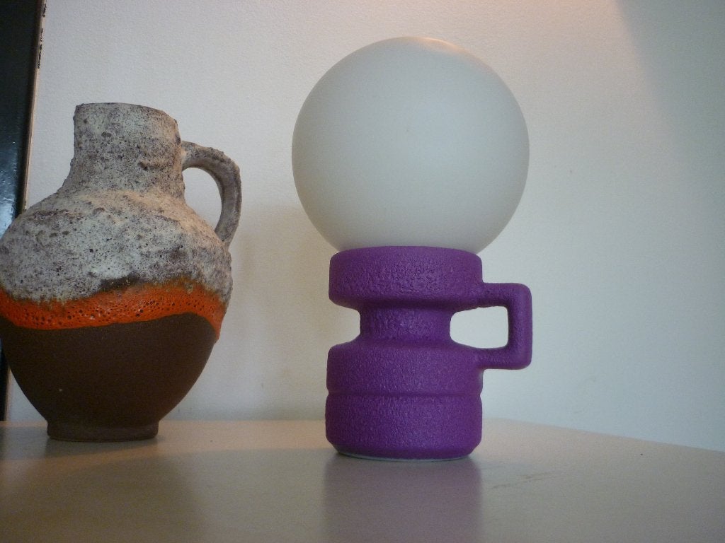 Fat lava tafellampje 1960s vintage design paars W-Germany, Glas, Paars, E14 (klein), Ophalen of Verzenden