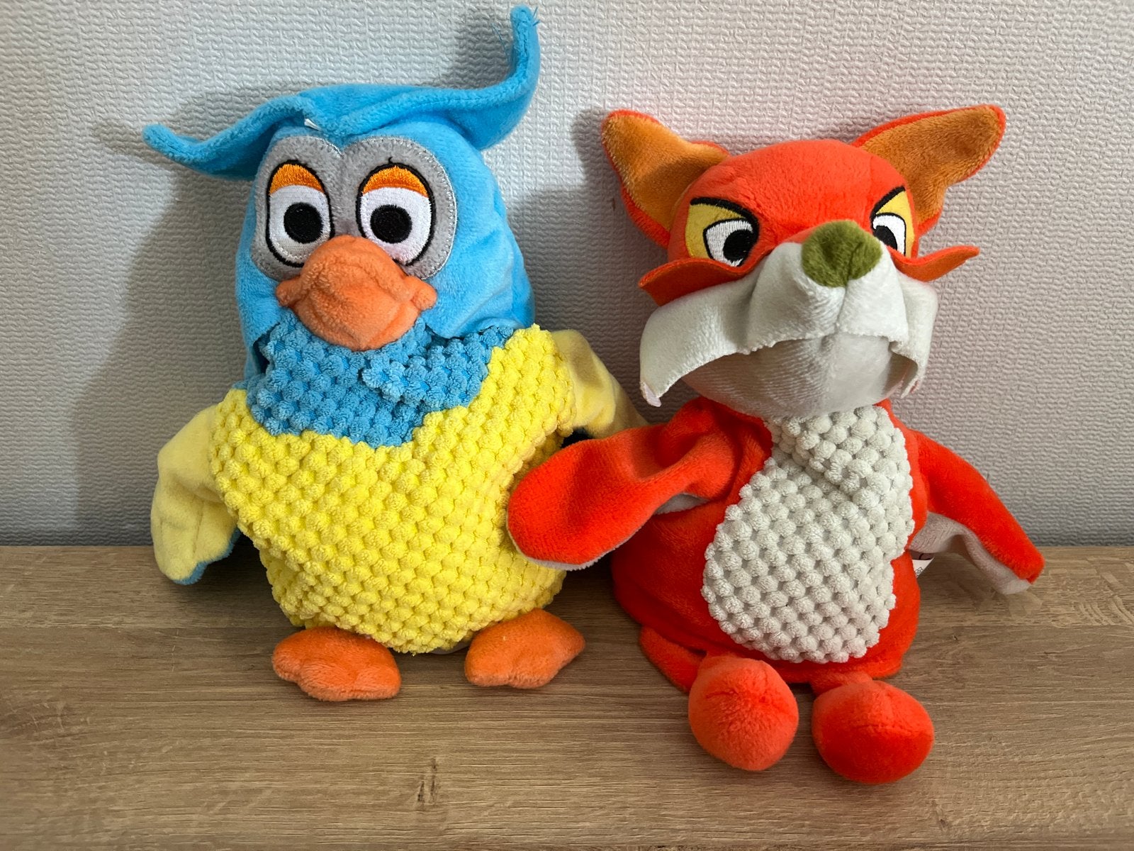 Fabeltjeskrant handpoppen: Meneer de Uil en Lowieke de Vos, Overige merken, Overige karakters, Overige typen, Blauw