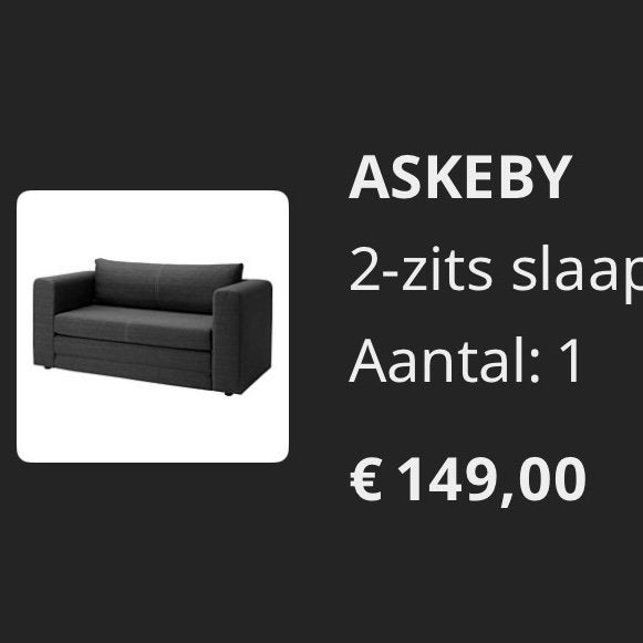 IKEA ASKEBY 2-zits slaapbank, Ophalen, 100 cm, Tweepersoons, Zo goed als nieuw