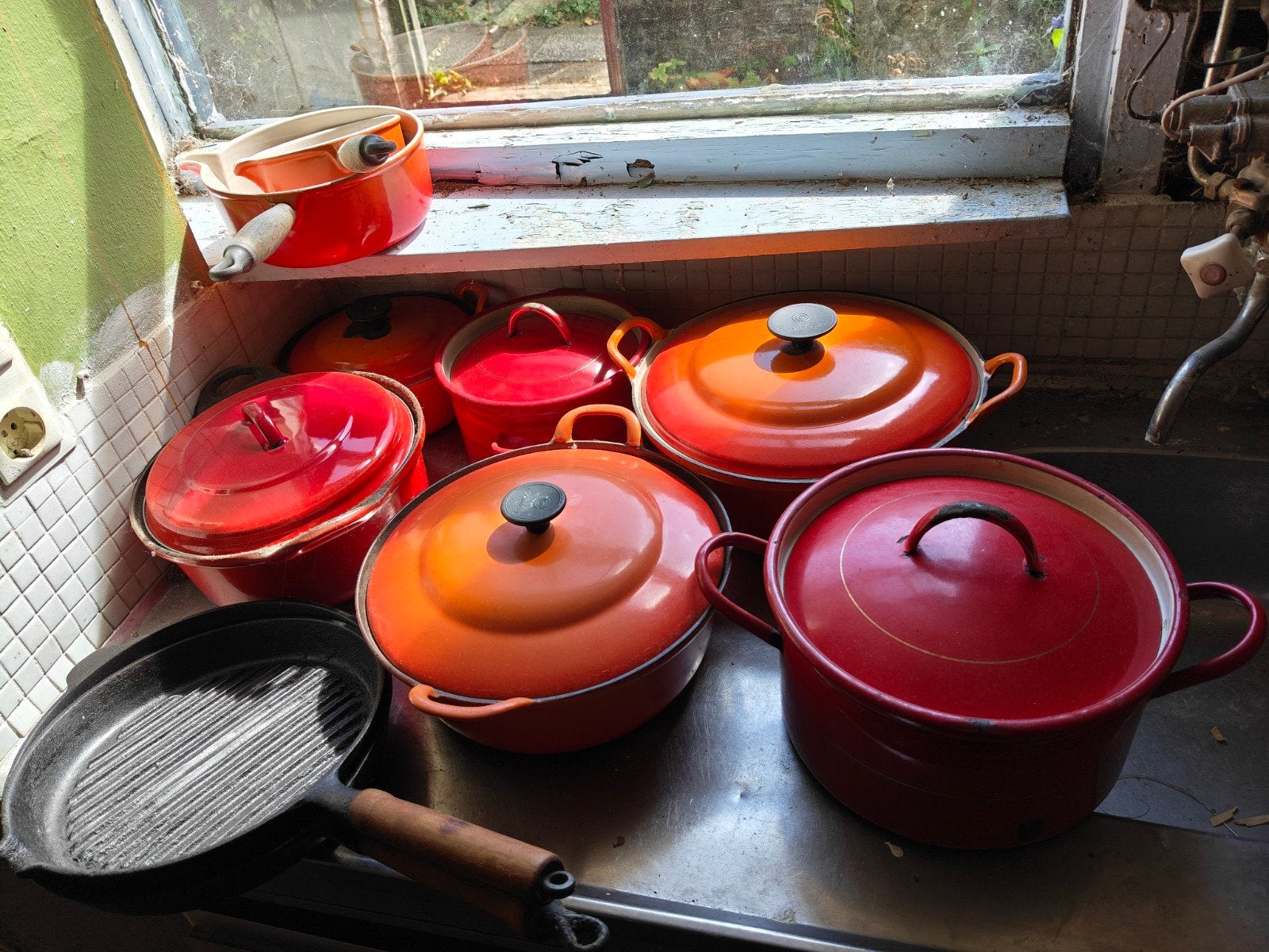 Diverse pannen: le creuset, Ophalen, Gebruikt, Braadpan, Met deksel