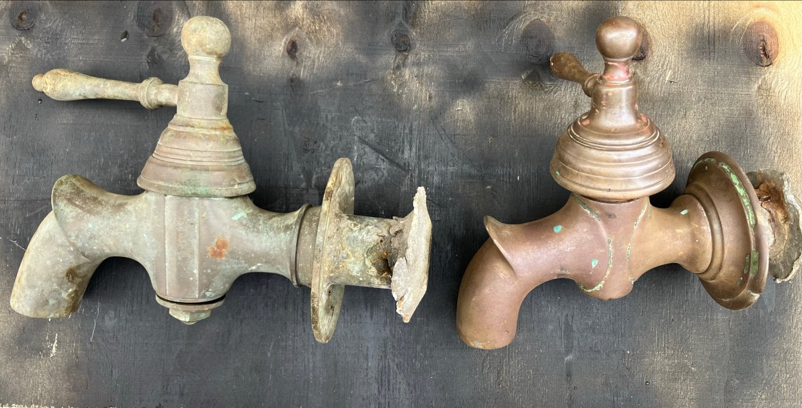 Set van 2 Koperen Kranen met Hendel - Vintage Stijl, Antiek en Kunst, Antiek | Koper en Brons, Ophalen of Verzenden, Koper