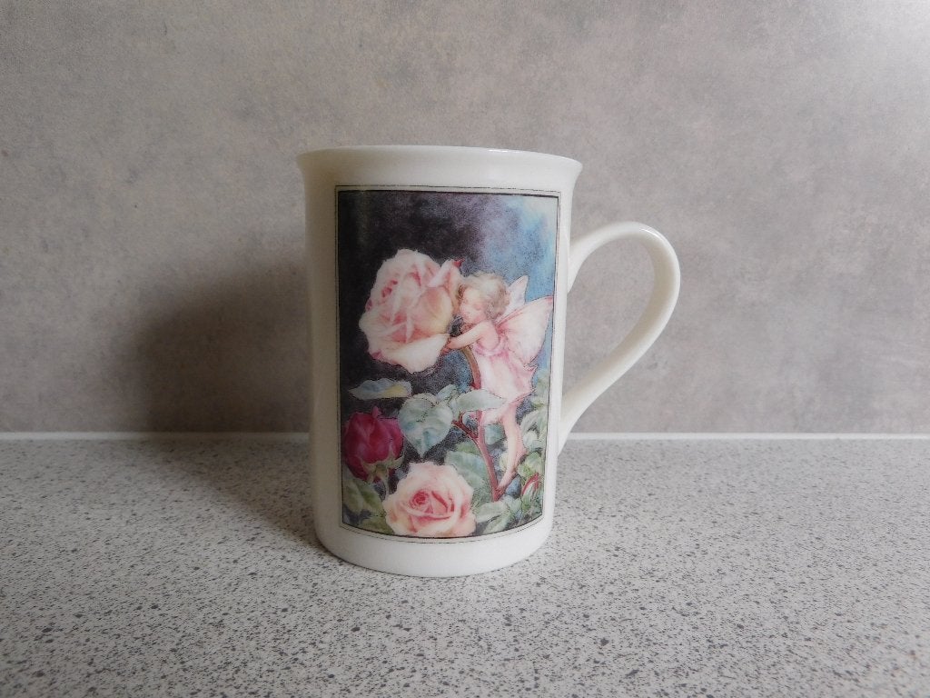 Mok Fine Bone China de Roos Flower Fairies Douwe Egberts, Overige merken, Ophalen of Verzenden, Zo goed als nieuw, Overige stijlen