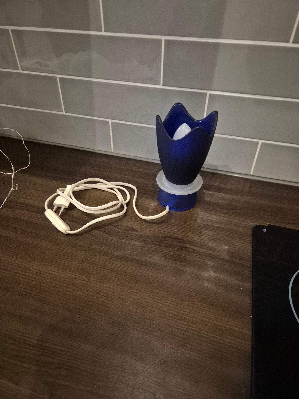 Villeroy & Boch Tafellamp - Mat Blauw Glas, Blauw, Gebruikt, Overige merken, Met schakelaar
