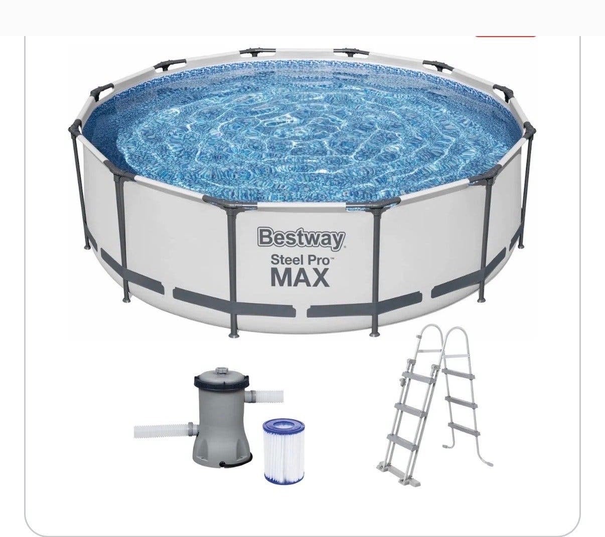 Bestway Steel Pro MAX opzetzwembad met afdekzeil, Tuin en Terras, Zwembaden, Ophalen, 80 tot 120 cm, Rond, 300 cm of meer