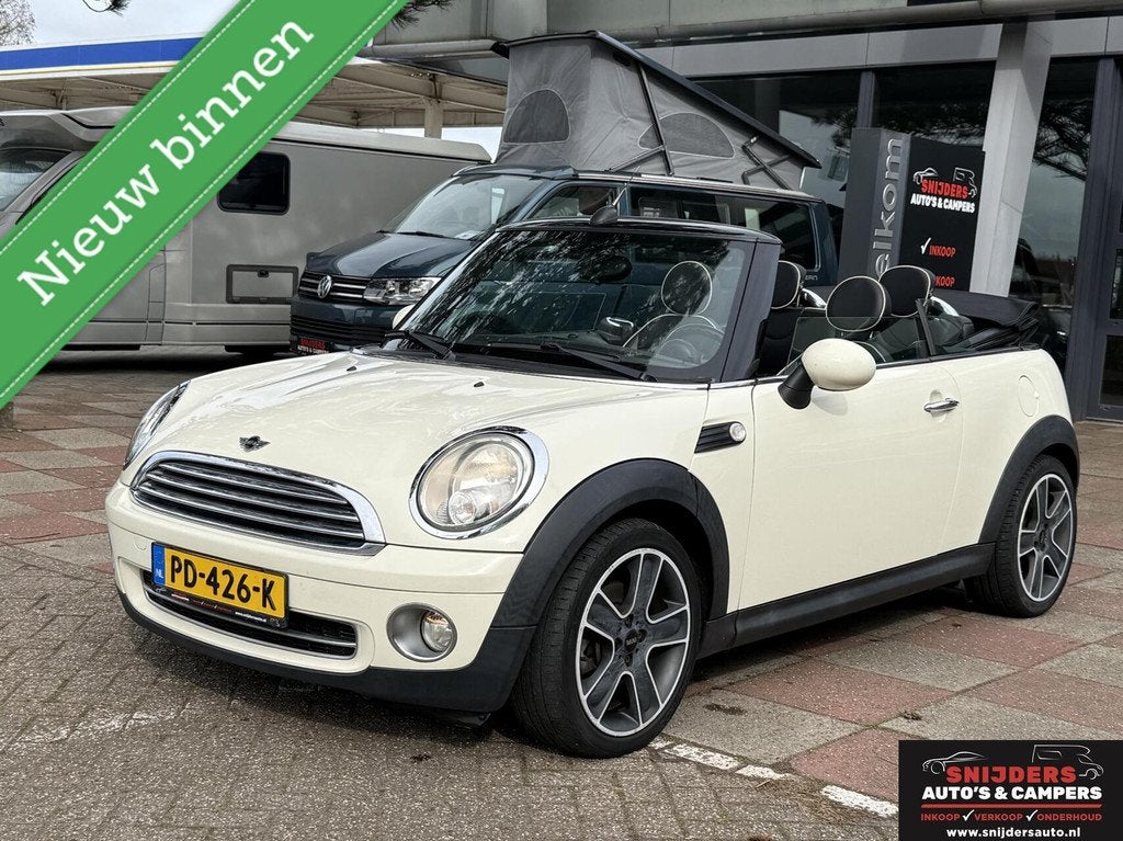 Mini Cabrio 1.6 Cooper Pepper leder, Gebruikt, Zwart, 4 cilinders, Cabriolet