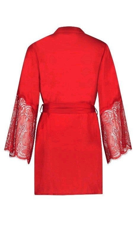 nnieuwe rode satijnen kimono badjas hunkemoller M L, Kleding | Dames, Ophalen of Verzenden, Rood, Badjas