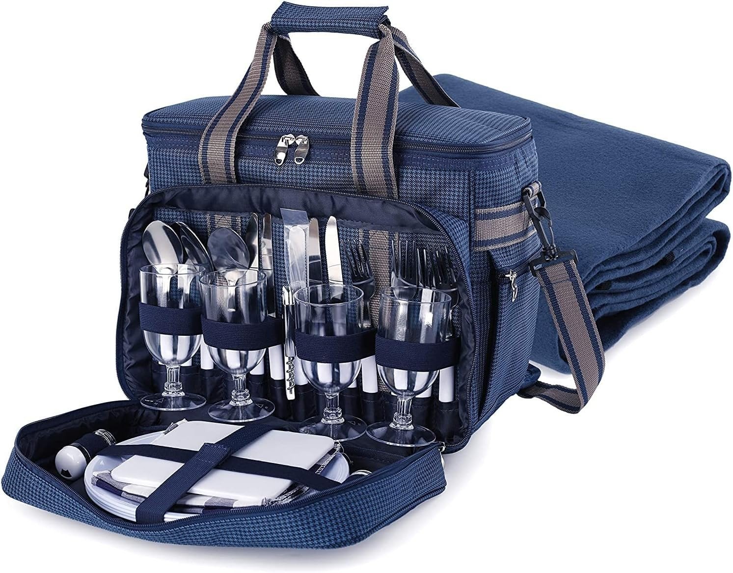 Luxe Picknicktas Set voor 4 Personen met Deken, Ophalen of Verzenden, Nieuw