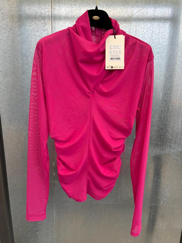 Gestuz top roze mesh S smock, Kleding | Dames, Tops, Ophalen of Verzenden, Zo goed als nieuw, Roze