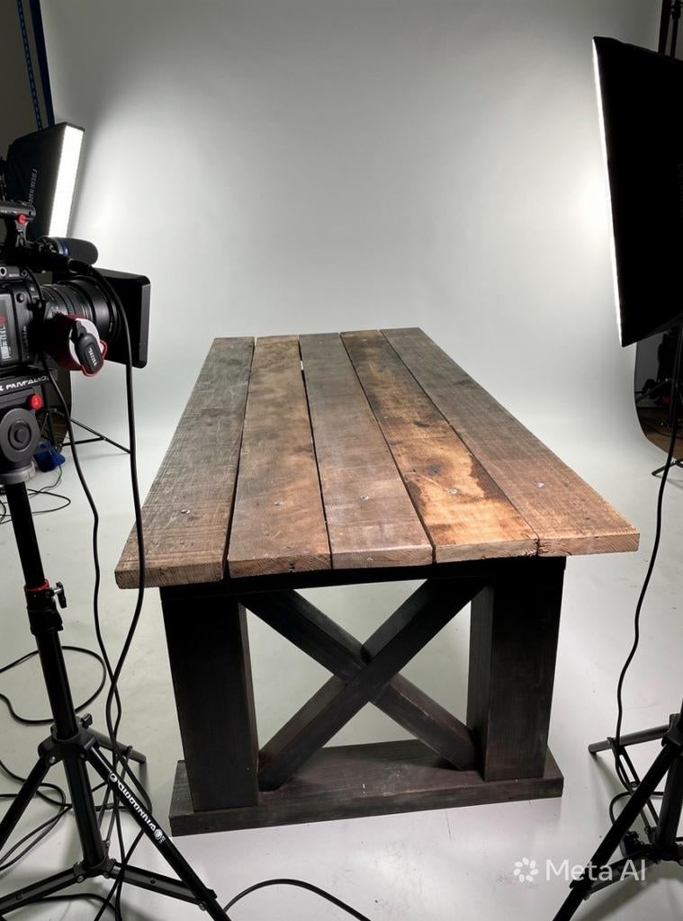 Robuuste eettafel 220x98x75cm - Binnen/Buiten, Ophalen, Gebruikt, 200 cm of meer, 50 tot 100 cm