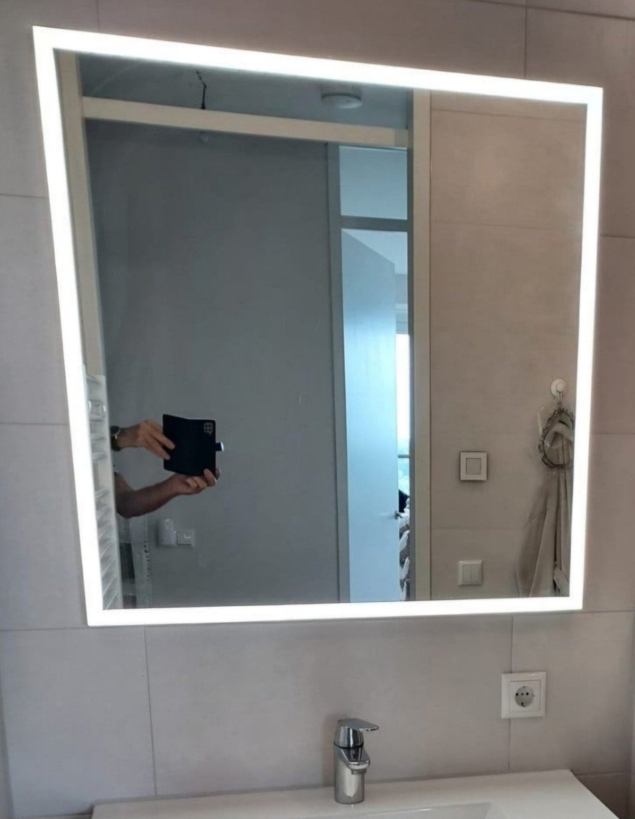 Badkamer spiegel met lamp, Ophalen, Overige typen, 50 tot 100 cm, Zo goed als nieuw