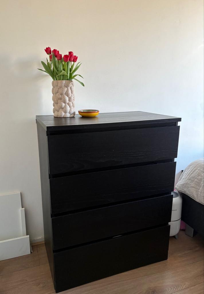 IKEA MALM ladekast zwart - ruime opbergruimte, Ophalen, Gebruikt, 100 tot 150 cm, 50 tot 100 cm