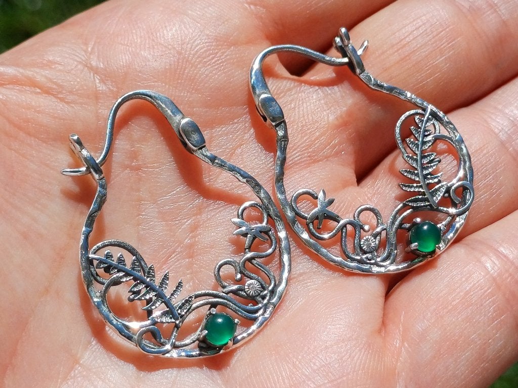 Vanoli 925 zilver creolen oorbellen hoops groene agaat 2,7, Daiva1973@hotmail.com, Hangers, Vanoli, Amsterdam