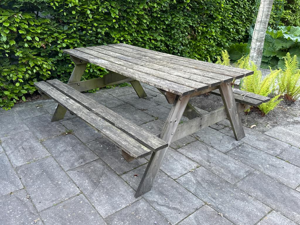 Houten picknicktafel 180x77 cm, Ophalen, Gebruikt, Rechthoekig, Hout