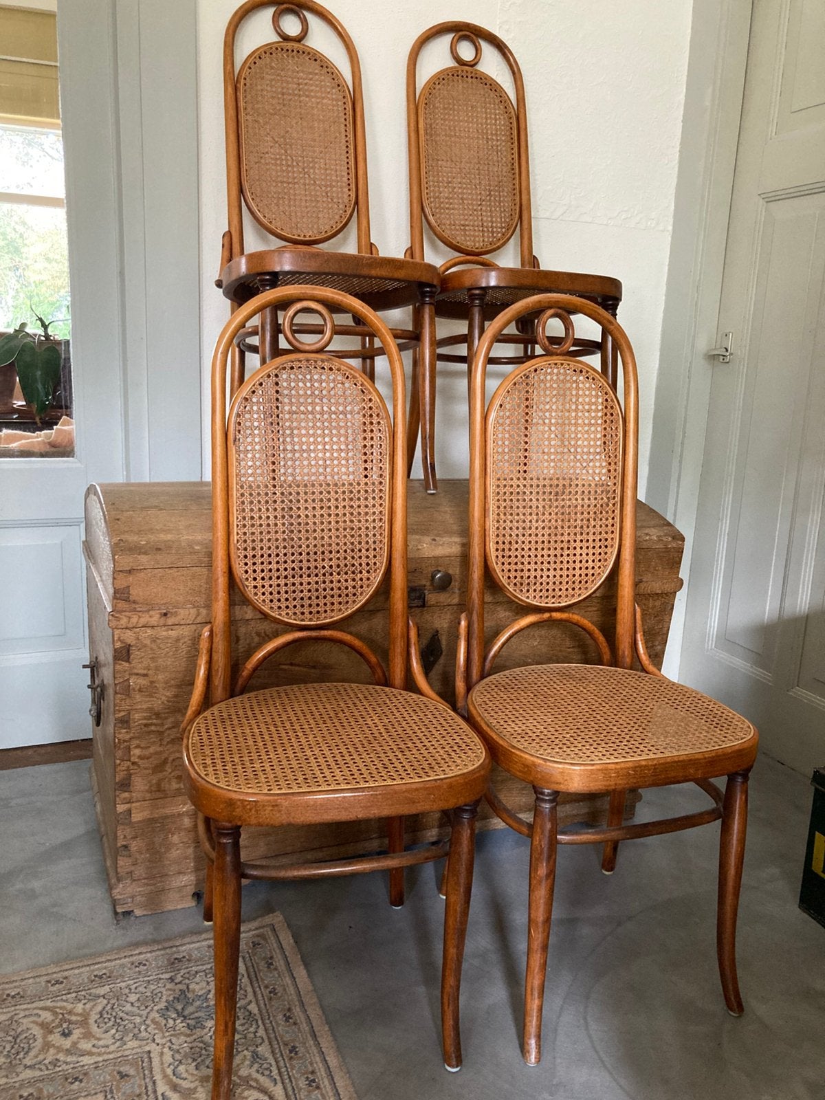 Vintage thonet stoelen - lange jan - 4 stuks, Ophalen