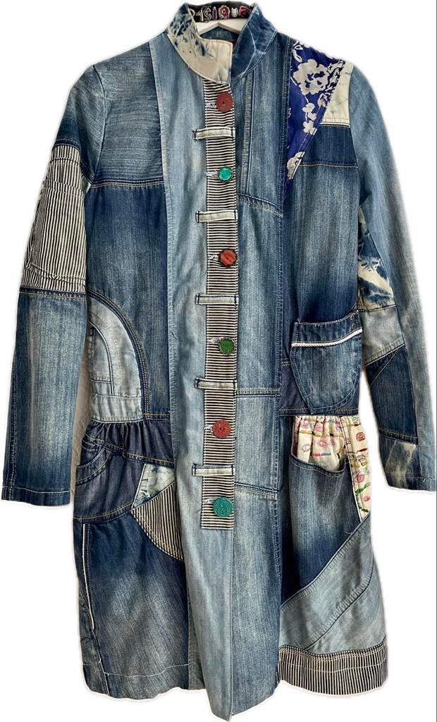 Desigual denim jas  patchwork 38/40, Ophalen of Verzenden, Zo goed als nieuw, Maat 38/40 (M), Blauw