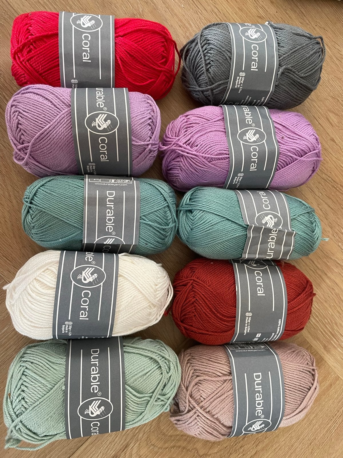 Durable Coral garen - Diverse kleuren - 100% katoen, Ophalen of Verzenden, Nieuw, Breien of Haken, Wol of Garen