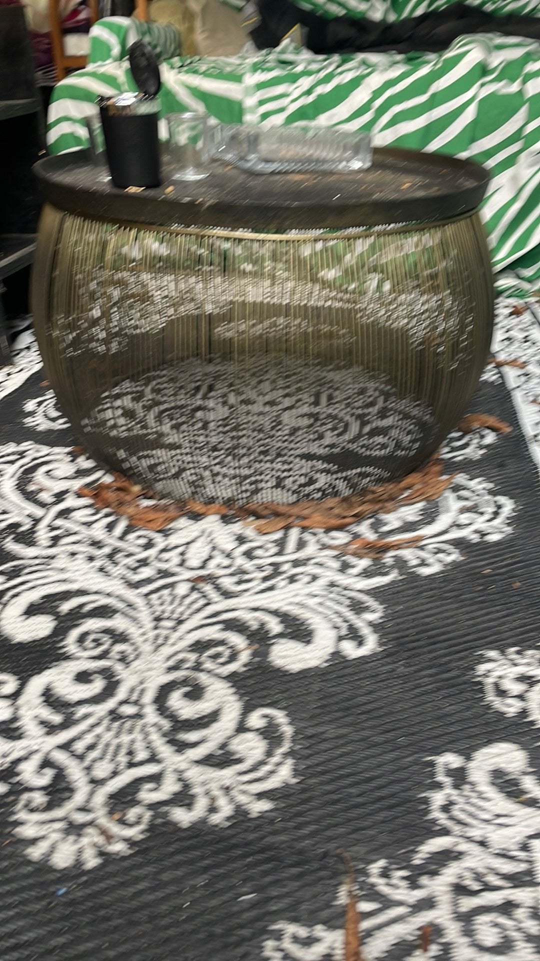 3 x brons/ gouden salontafel of bijzettafel, Huis en Inrichting, Tafels | Salontafels, Gebruikt, Rond, Metaal, 50 tot 100 cm