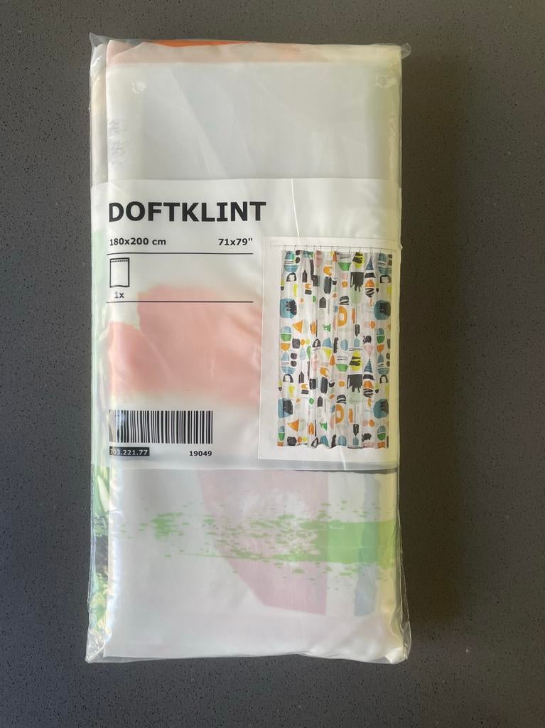 NIEUW - IKEA Douchegordijn 180x200 cm Doftklint retro 80, Ophalen of Verzenden, Zo goed als nieuw, Wit, Overige typen