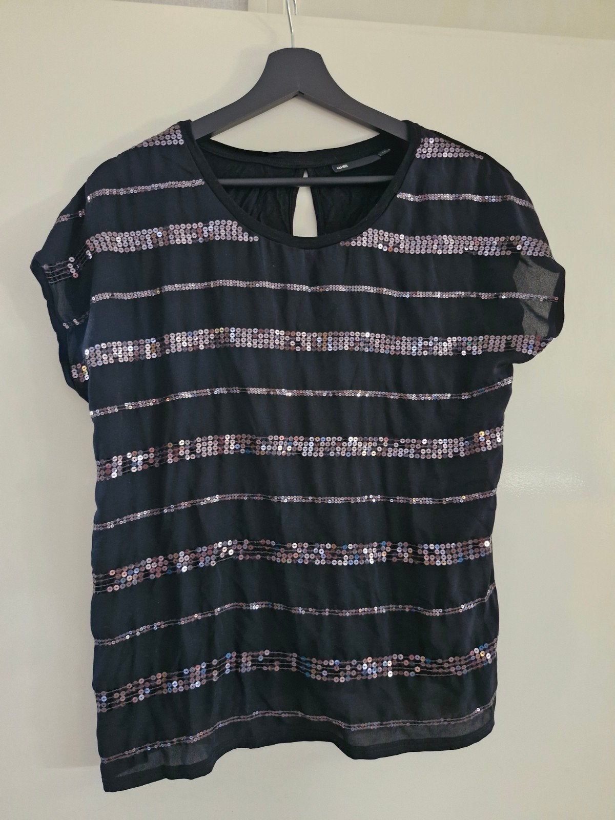 Zwart tshirt met pailletten maat M, Maat 38/40 (M), WE, Zwart, Onbekend