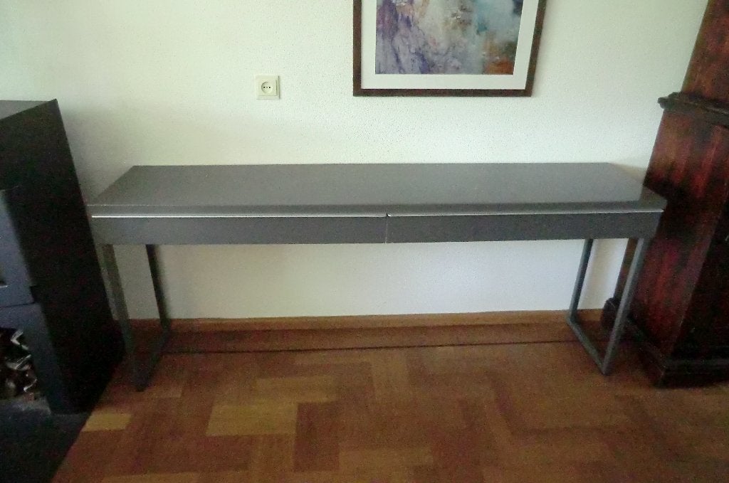 Ikea Besta Burs bureau / console - brillant grijs, Ophalen, Gebruikt, 180 cm, IKEA
