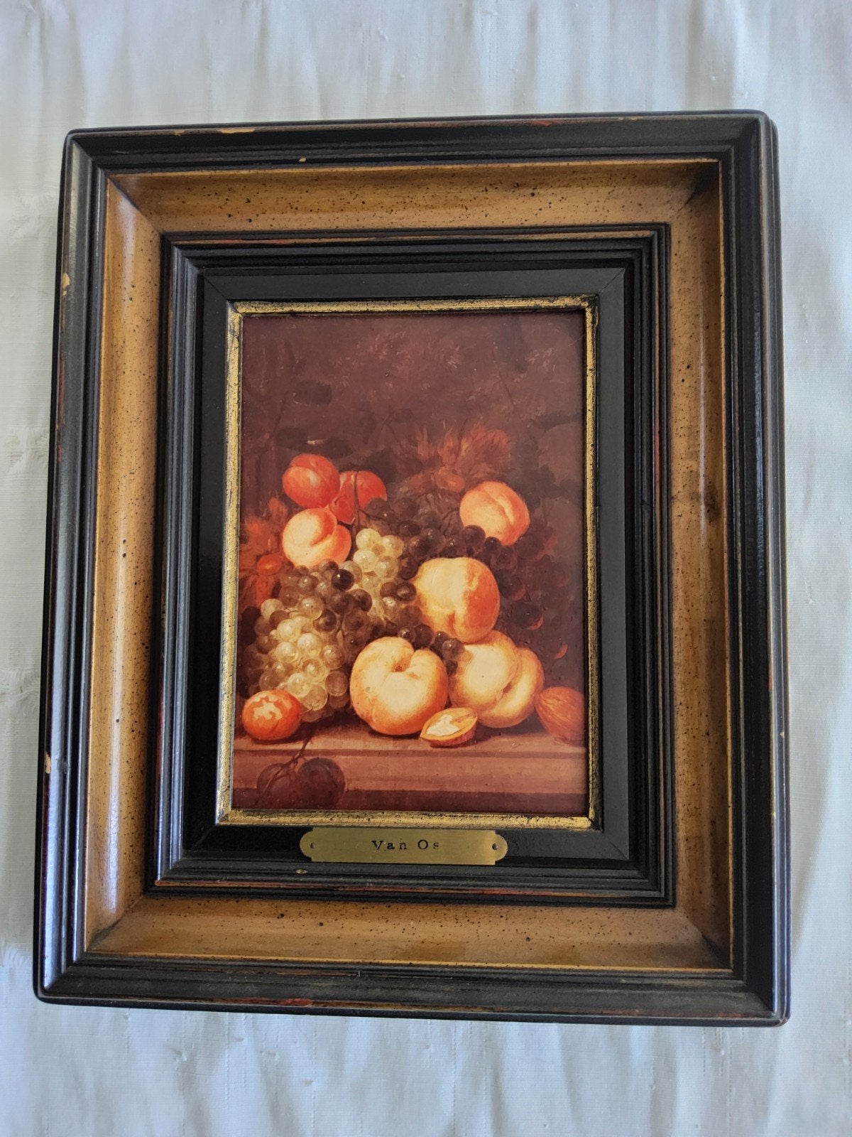 Klassiek Stilleven Schilderij 'Vruchten' - Gesigneerd Van Os, Paneel, Stilleven, Ophalen of Verzenden, Olieverf