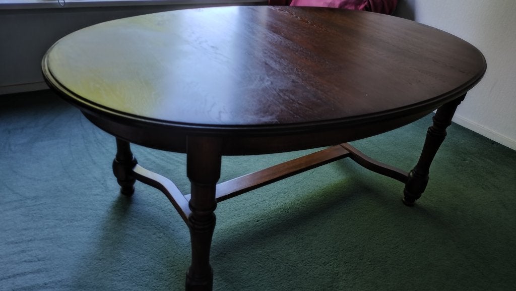 Eettafel, ovaal, robuust van hout, Ophalen, Gebruikt, 100 tot 150 cm, Hout