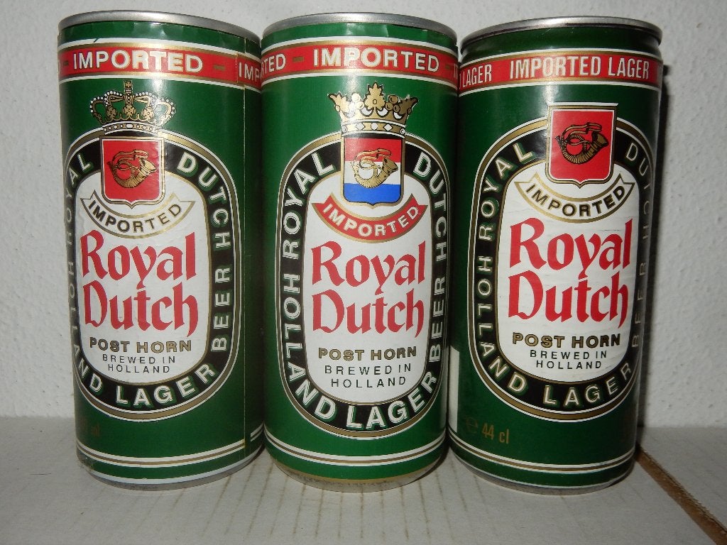 3 oude  ROYAL DUTCH Lager Bier test blikjes  paper label !, Verzamelen, Biermerken, Ophalen of Verzenden, Gebruikt, Overige typen