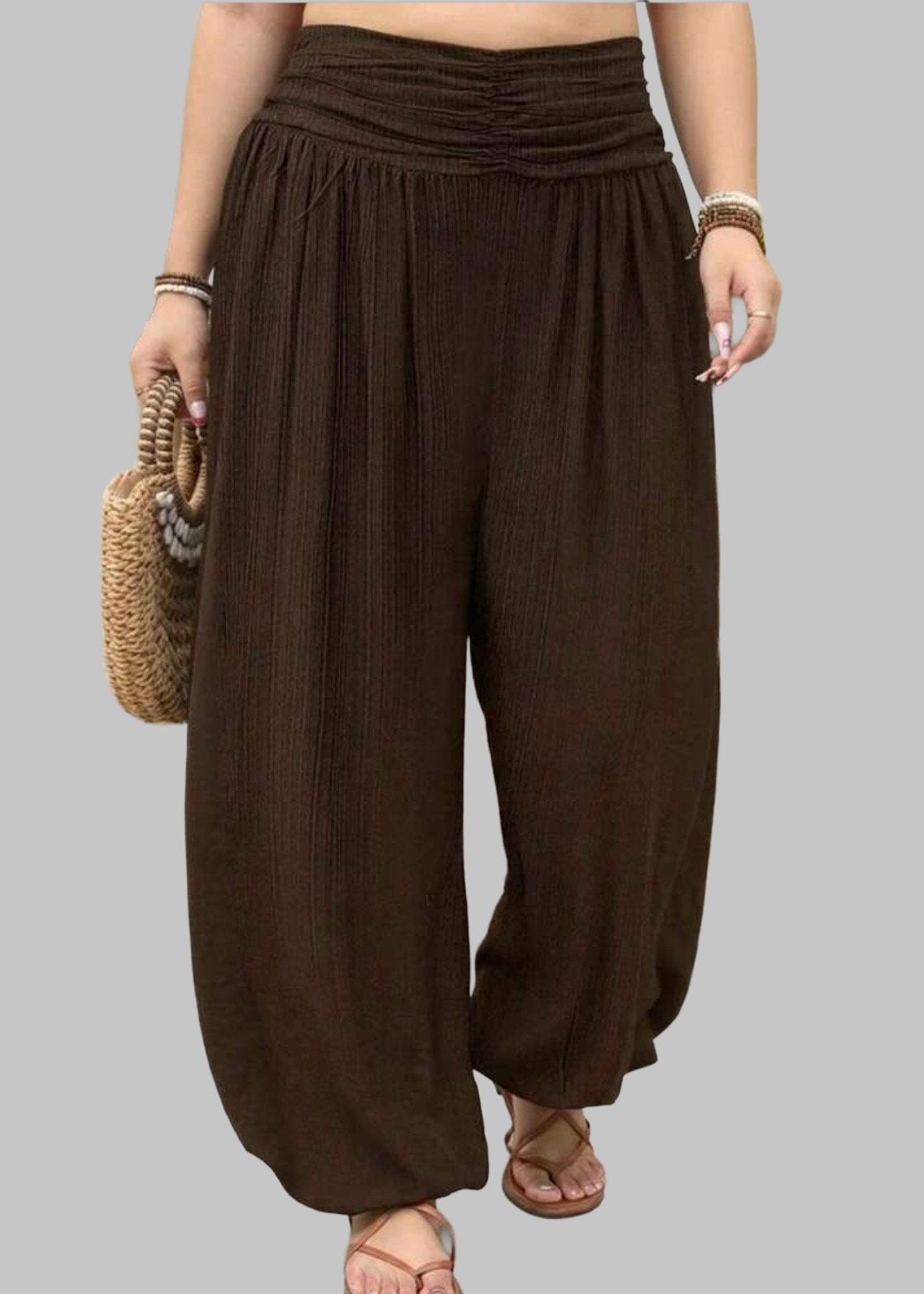 Harembroek Bruin (44-52), Kleding | Dames, Grote Maten, Nieuw, Broek of Spijkerbroek, Bruin, Verzenden