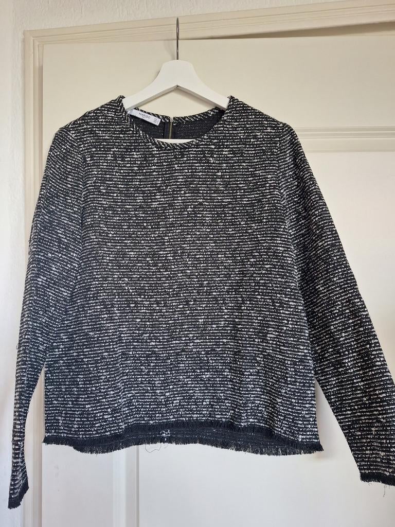 Mango Suit Top Zwart/Wit Gemêleerd Maat L, Kleding | Dames, Tops, Ophalen of Verzenden